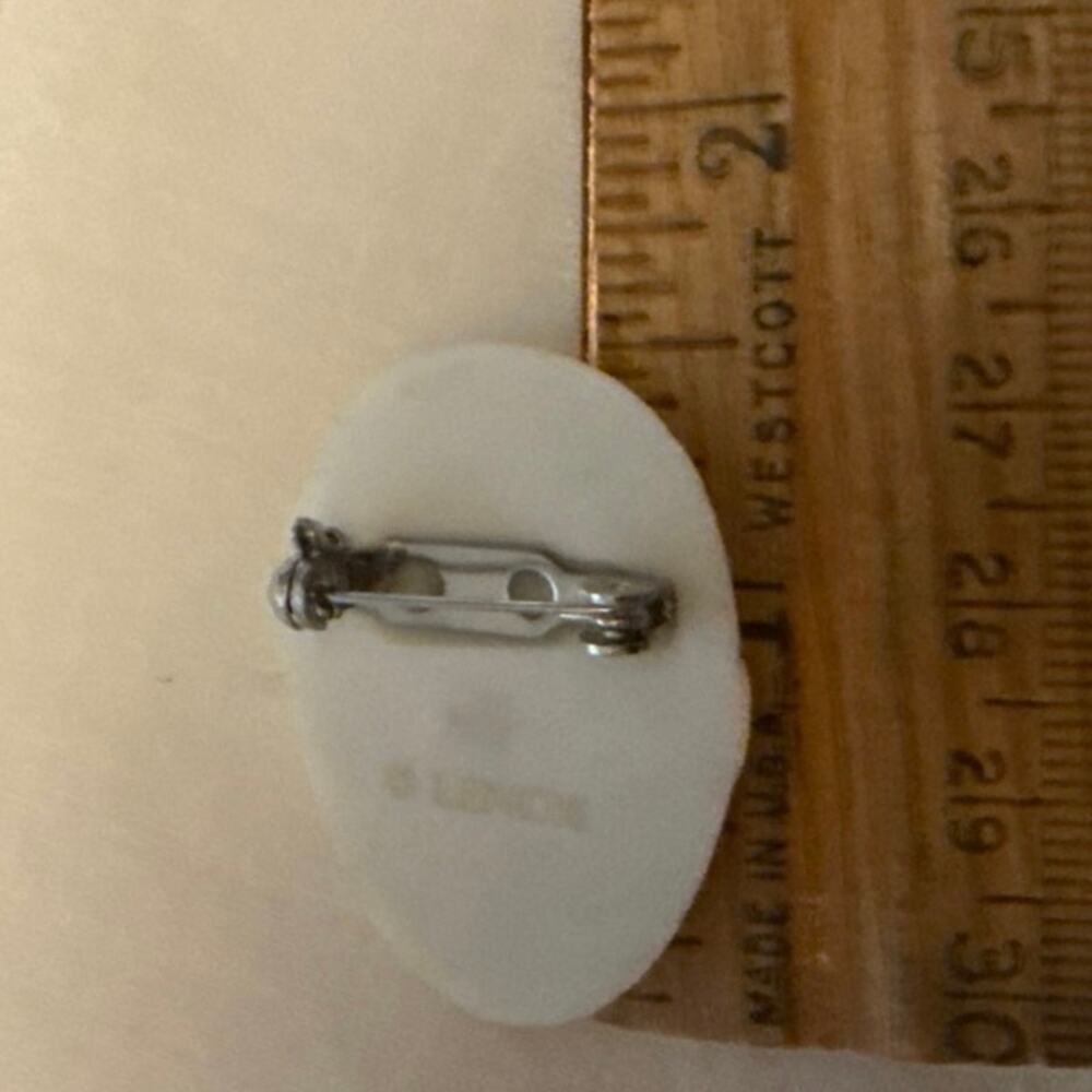 Lenox Ceramic Egg Brooch – Ivory, Gold & Rhinestones – 1.5” - Picture 4 of 8